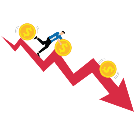 Geschäftsmann steht vor Investitionsverlust  Illustration