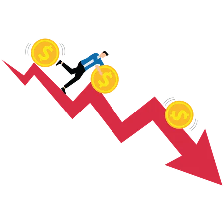 Geschäftsmann steht vor Investitionsverlust  Illustration