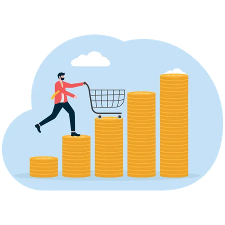 Geschäftsmann mit Preisinflation konfrontiert  Illustration