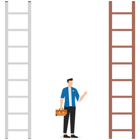 Geschäftsmann steigt braune Treppe hinauf  Illustration