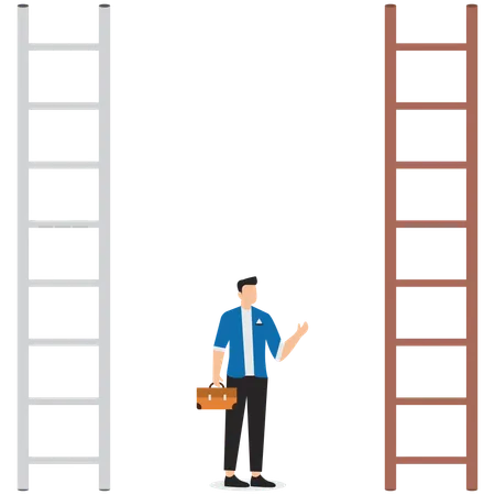 Geschäftsmann steigt braune Treppe hinauf  Illustration