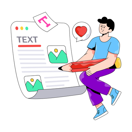 Geschäftsmann schreibt Content Writing  Illustration