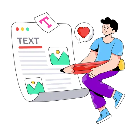 Geschäftsmann schreibt Content Writing  Illustration