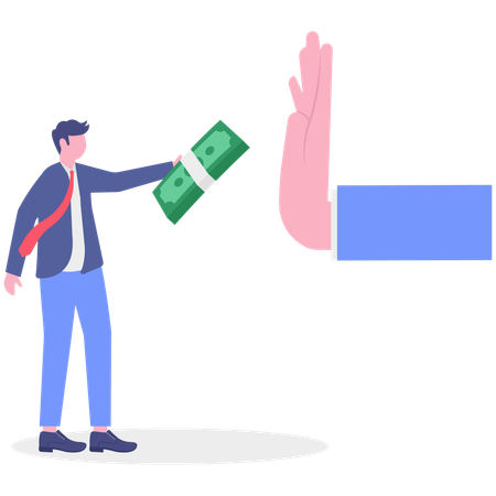 Geschäftsmann stoppt Korruption in der Wirtschaft  Illustration