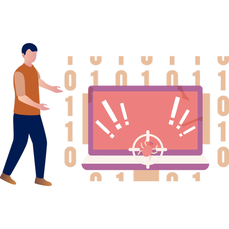 Geschäftsmann sucht Computer-Codierung  Illustration