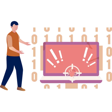 Geschäftsmann sucht Computer-Codierung  Illustration