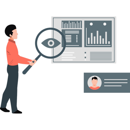 Geschäftsmann sucht Geschäftsdiagramm  Illustration