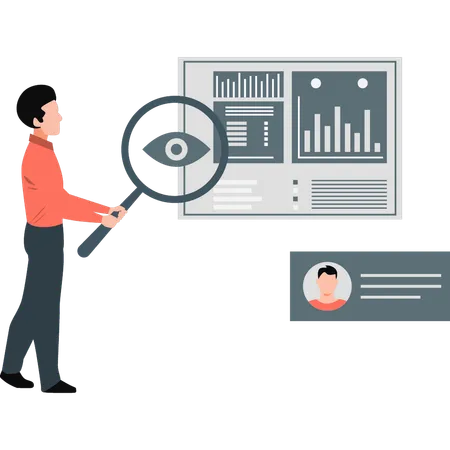 Geschäftsmann sucht Geschäftsdiagramm  Illustration