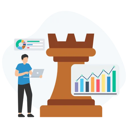 Geschäftsmann sucht Geschäftsstrategie  Illustration