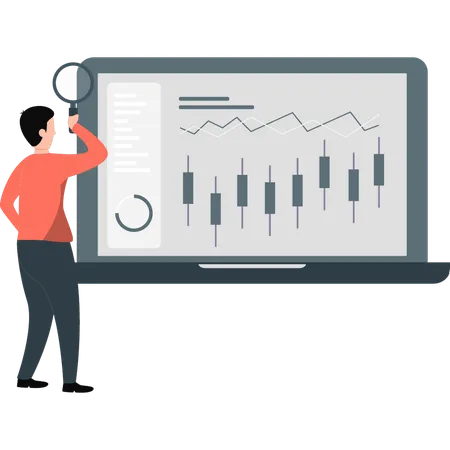 Geschäftsmann auf der Suche nach Analysediagramm  Illustration