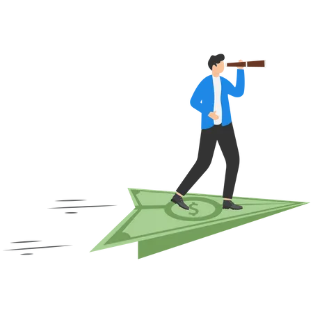 Geschäftsmann auf der Suche nach Investitionsmöglichkeit  Illustration