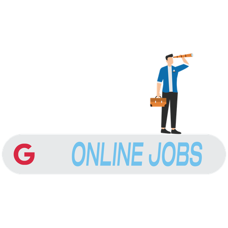 Geschäftsmann auf der Suche nach Online-Jobs  Illustration