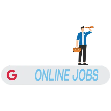 Geschäftsmann auf der Suche nach Online-Jobs  Illustration