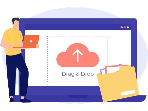 Geschäftsmann synchronisiert Cloud-Daten  Illustration