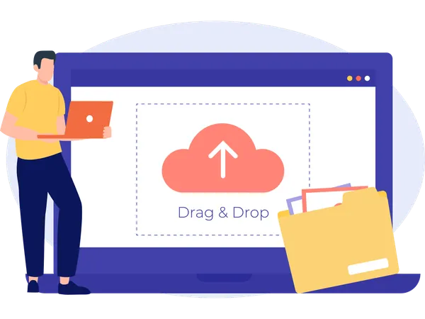 Geschäftsmann synchronisiert Cloud-Daten  Illustration