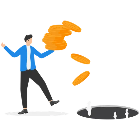 Geschäftsmann macht Blindinvestitionen  Illustration