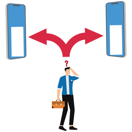 Geschäftsmann trifft Karriereentscheidung  Illustration