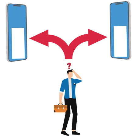 Geschäftsmann trifft Karriereentscheidung  Illustration