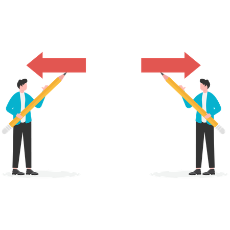 Geschäftsmann trifft Karriereentscheidung  Illustration