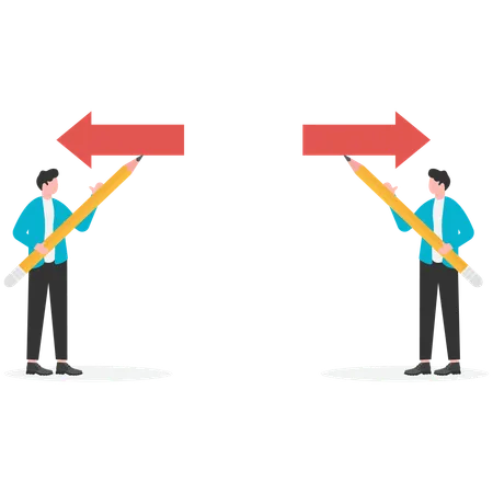 Geschäftsmann trifft Karriereentscheidung  Illustration