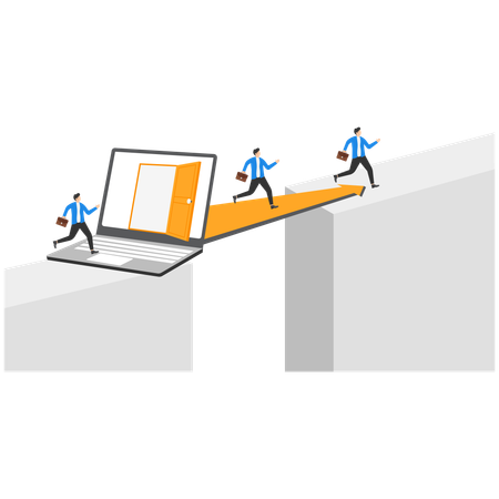 Geschäftsmann überbrückt die Lücke zwischen Karriere und Zielen  Illustration