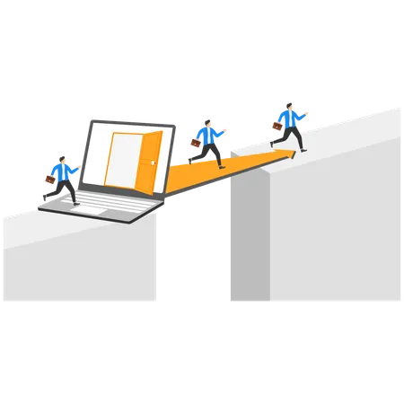 Geschäftsmann überbrückt die Lücke zwischen Karriere und Zielen  Illustration