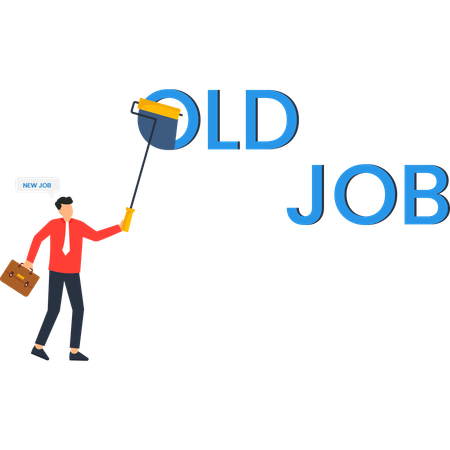 Geschäftsmann übermalt alten Job mit neuem Job Karrierewechsel  Illustration