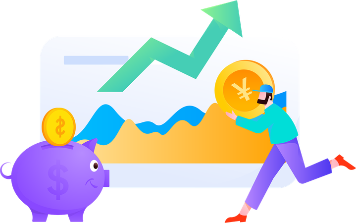 Geschäftsmann überprüft Diagramm zum finanziellen Wachstum  Illustration