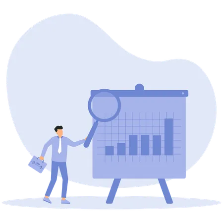 Geschäftsmann überprüft Geschäftspräsentationsdaten  Illustration