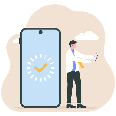 Geschäftsmann überprüft Online-Webseite  Illustration