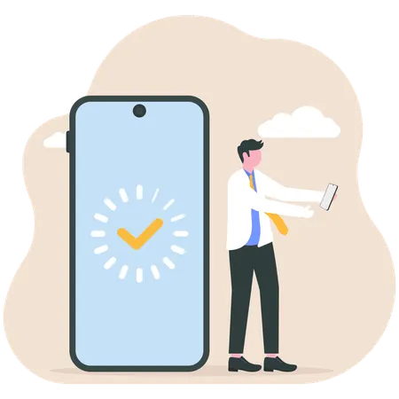 Geschäftsmann überprüft Online-Webseite  Illustration
