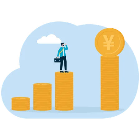 Geschäftsmann überwindet finanzielle Schwierigkeiten  Illustration