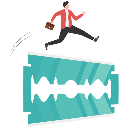 Geschäftsmann überwindet geschäftliche Hürden  Illustration