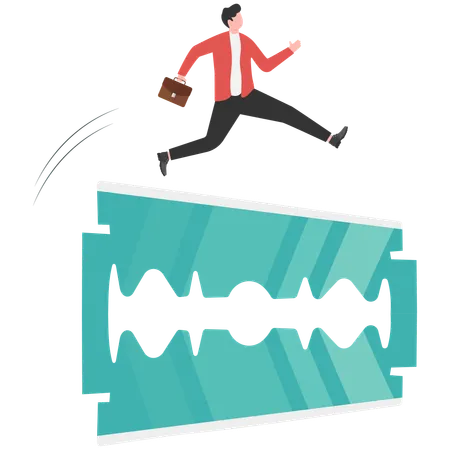 Geschäftsmann überwindet geschäftliche Hürden  Illustration