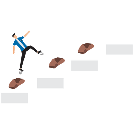 Geschäftsmann überwindet geschäftliche Meilensteine  Illustration