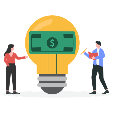 Geschäftsmann und Frau mit Geld Idee  Illustration