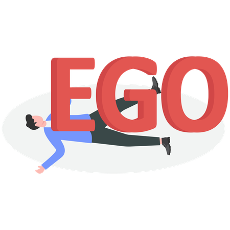 Geschäftsmann unter Druck durch EGO-Wort  Illustration