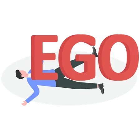 Geschäftsmann unter Druck durch EGO-Wort  Illustration