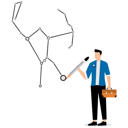 Geschäftsmann verbindet Marketingeinblicke  Illustration