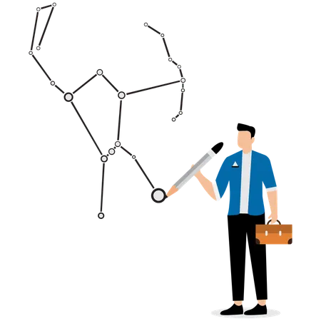 Geschäftsmann verbindet Marketingeinblicke  Illustration