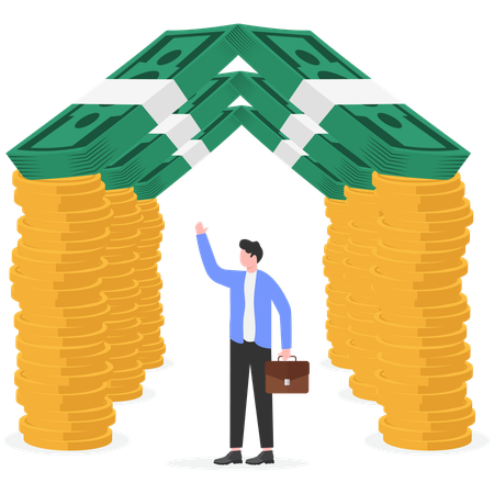 Geschäftsmann verdient Immobilienmakler  Illustration