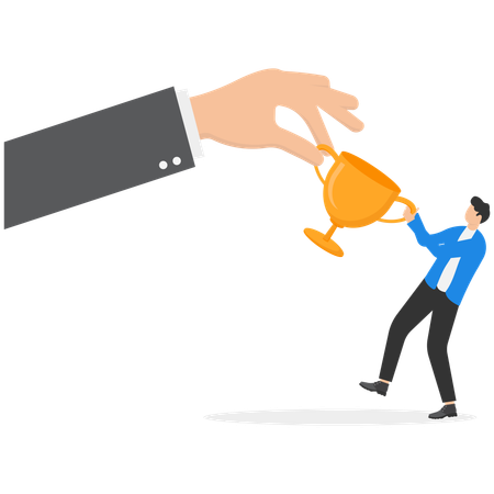 Geschäftsmann verdient Business-Trophäe  Illustration