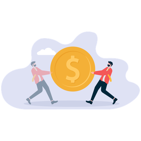 Geschäftsmann verdient Dollarmünze  Illustration