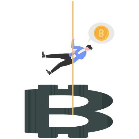 Geschäftsmann verdient Geld mit Bitcoin  Illustration