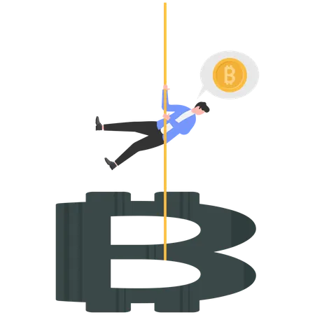 Geschäftsmann verdient Geld mit Bitcoin  Illustration