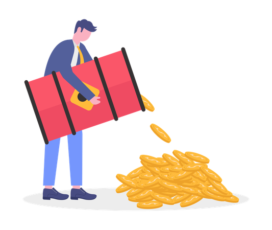 Geschäftsmann verdient Geld mit Rohöl  Illustration
