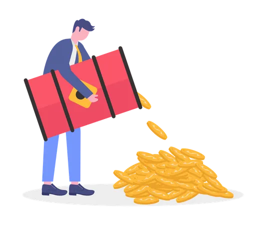 Geschäftsmann verdient Geld mit Rohöl  Illustration