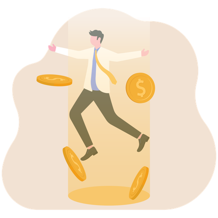 Geschäftsmann verdient Geld auf dem Markt  Illustration