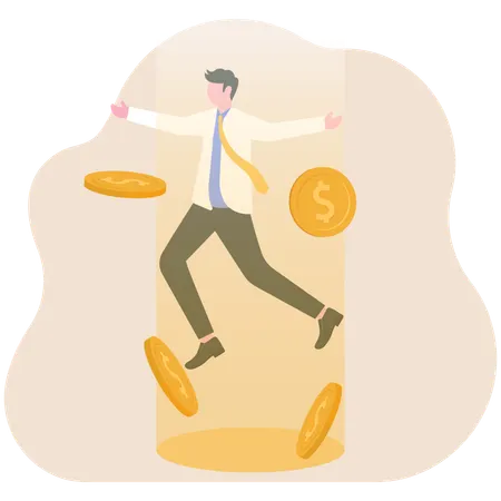 Geschäftsmann verdient Geld auf dem Markt  Illustration