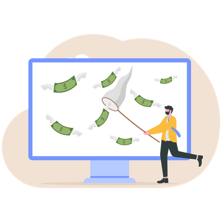 Geschäftsmann verdient online Geld  Illustration
